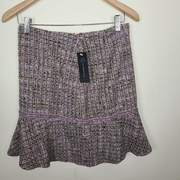 Context Lined Lavender Tweed Flirty Hem Skirt - Picture 4 of 9